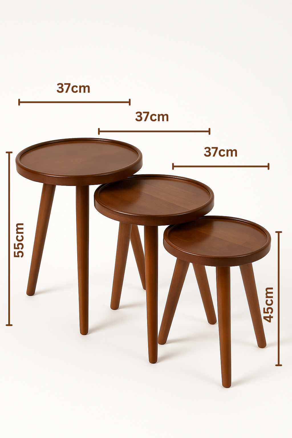 3-Piece Wooden Nesting Tables, Brown – Coffee & Side Tables for Living Room, Easy Assembly