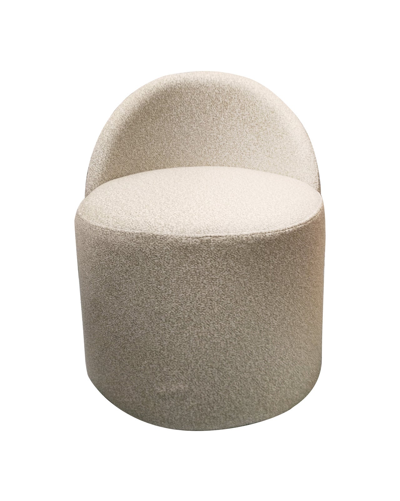 Modern Round Beige Pouf with Backrest