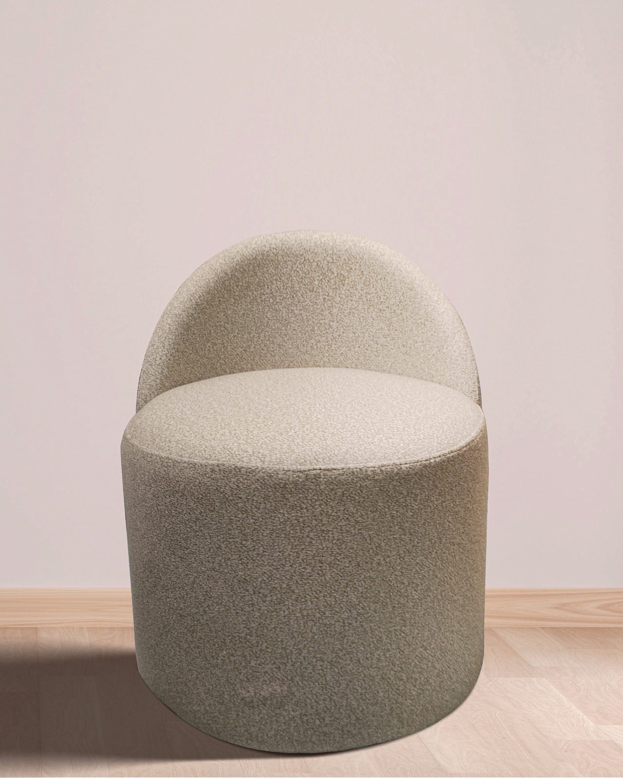 Modern Round Beige Pouf with Backrest
