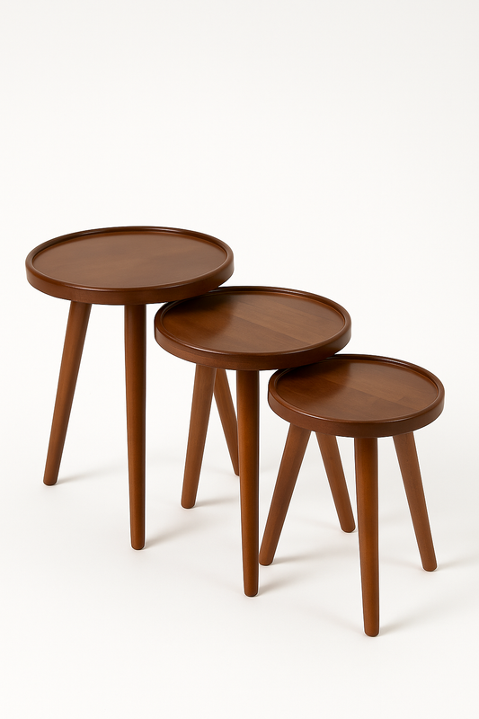 3-Piece Wooden Nesting Tables, Brown – Coffee & Side Tables for Living Room, Easy Assembly