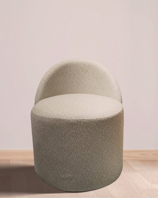 Modern Round Beige Pouf with Backrest